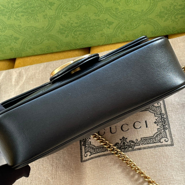 GG MARMONT MINI 16 BAG IN BLACK CALFSKIN