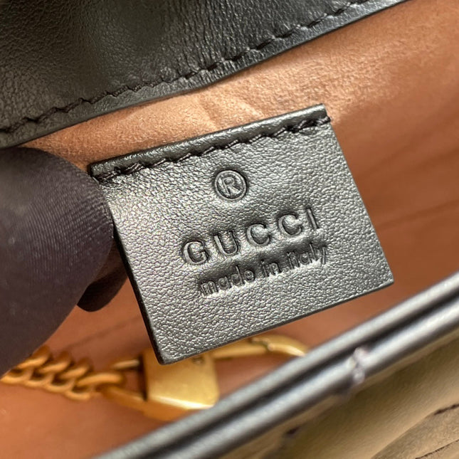 GG MARMONT MINI 16 BAG IN BLACK CALFSKIN