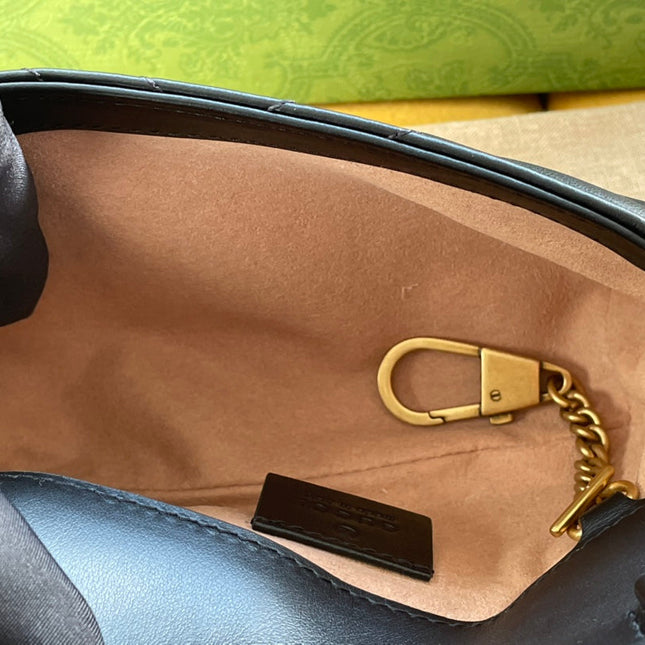 GG MARMONT MINI 16 BAG IN BLACK CALFSKIN