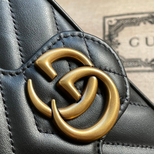 GG MARMONT MINI 16 BAG IN BLACK CALFSKIN