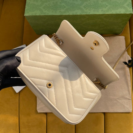 GG MARMONT MINI 16 BAG IN WHITE CALFSKIN