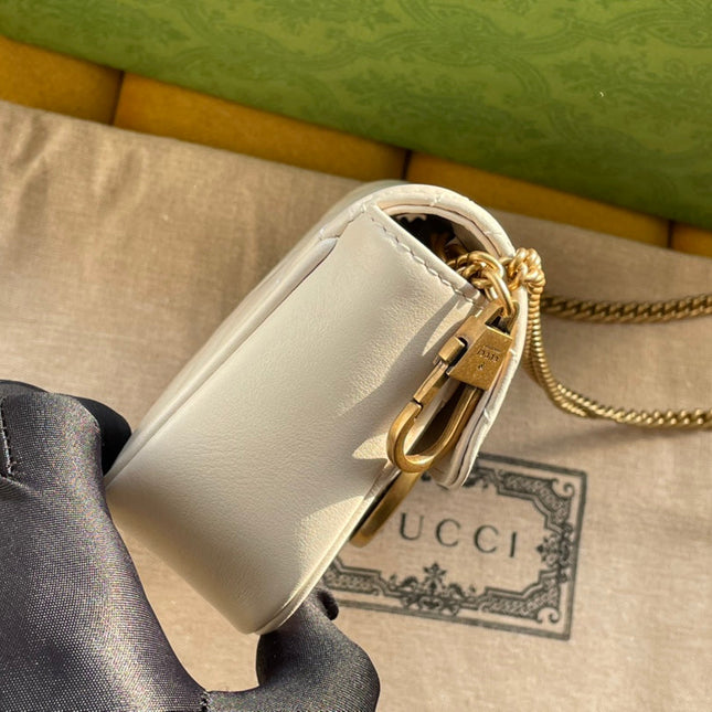 GG MARMONT MINI 16 BAG IN WHITE CALFSKIN