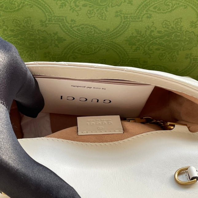GG MARMONT MINI 16 BAG IN WHITE CALFSKIN