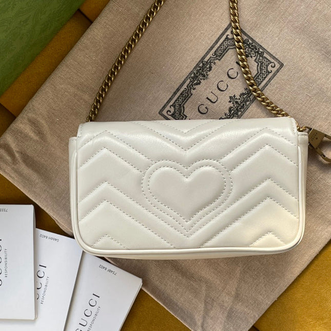 GG MARMONT MINI 16 BAG IN WHITE CALFSKIN