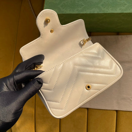 GG MARMONT MINI 16 BAG IN WHITE CALFSKIN