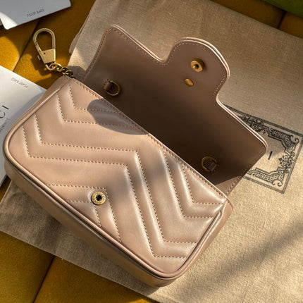 GG MARMONT MINI 16 BAG IN BEIGE CALFSKIN