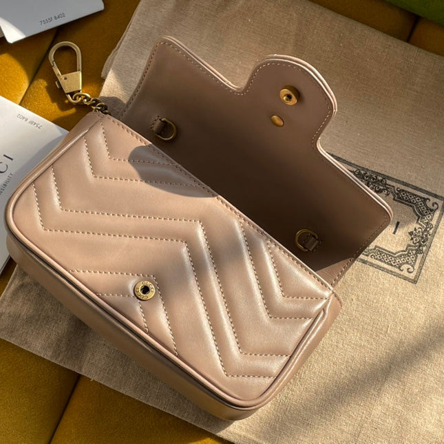 GG MARMONT MINI 16 BAG IN BEIGE CALFSKIN