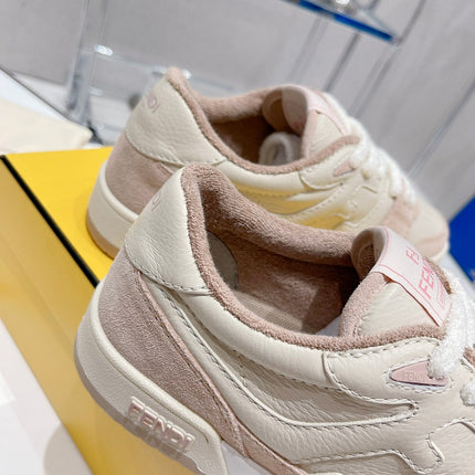 FENDI CASUAL SNEAKER IN WHITE CALFSKIN AND LIGHT PINK SUEDE
