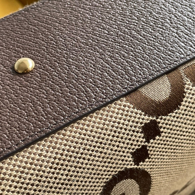 GG DIANA 27 MINI TOTE BAG IN BEIGE CANVAS AND BROWN CALFSKIN