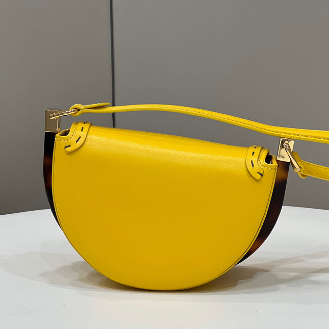 FENDI 19 MOONLIGHT BAG IN SUNFLOWER YELLOW CALFSKIN GOLD HARDWARE