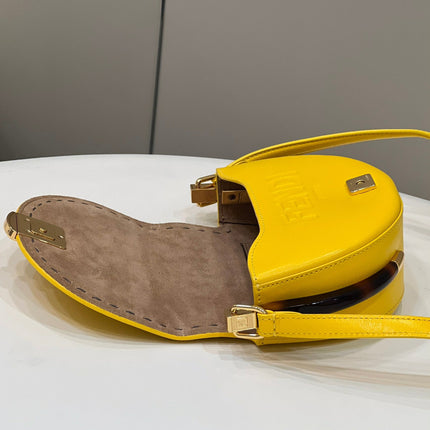 FENDI 19 MOONLIGHT BAG IN SUNFLOWER YELLOW CALFSKIN GOLD HARDWARE