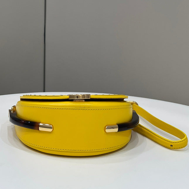 FENDI 19 MOONLIGHT BAG IN SUNFLOWER YELLOW CALFSKIN GOLD HARDWARE