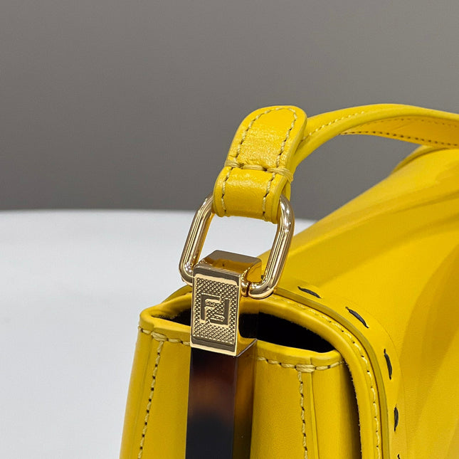 FENDI 19 MOONLIGHT BAG IN SUNFLOWER YELLOW CALFSKIN GOLD HARDWARE