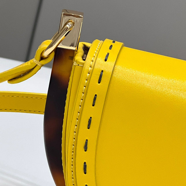 FENDI 19 MOONLIGHT BAG IN SUNFLOWER YELLOW CALFSKIN GOLD HARDWARE