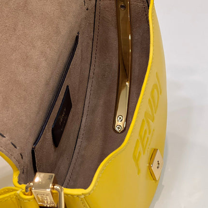 FENDI 19 MOONLIGHT BAG IN SUNFLOWER YELLOW CALFSKIN GOLD HARDWARE