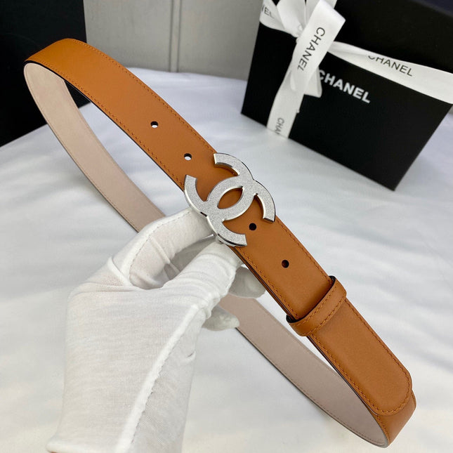 DOUBLE C BELT 30MM IN BROWN CALFSKIN METAL BUCKLE