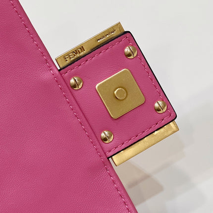 BAGUETTE MINI 19 DARK PINK NAPPA LEATHER BAG WITH FF MOTIF