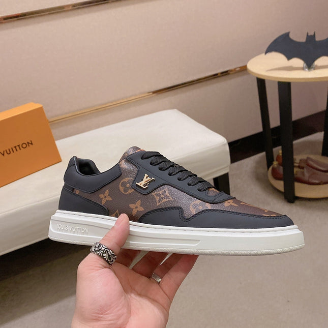 LV TRAINER IN BLACK MIX CHOCOLATE BROWN CALFSKIN