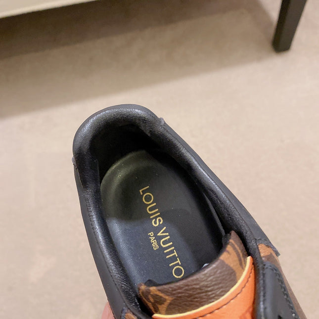 LV TRAINER IN BLACK MIX CHOCOLATE BROWN CALFSKIN