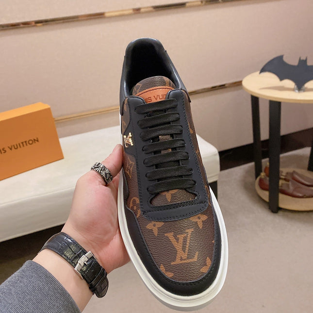 LV TRAINER IN BLACK MIX CHOCOLATE BROWN CALFSKIN