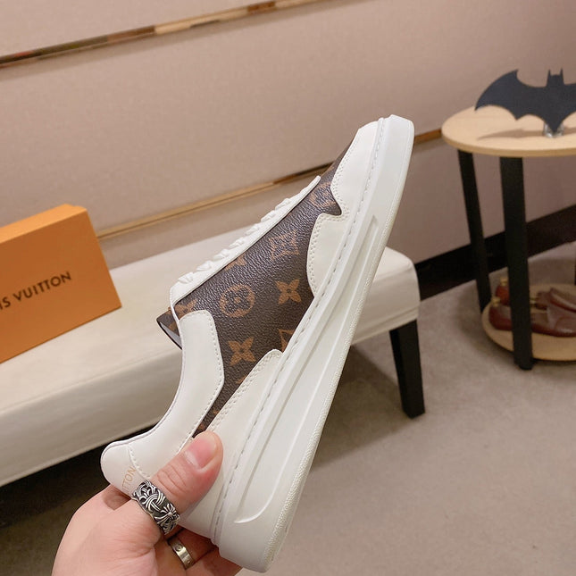 LV TRAINER IN WHITE MIX CHOCOLATE BROWN CALFSKIN