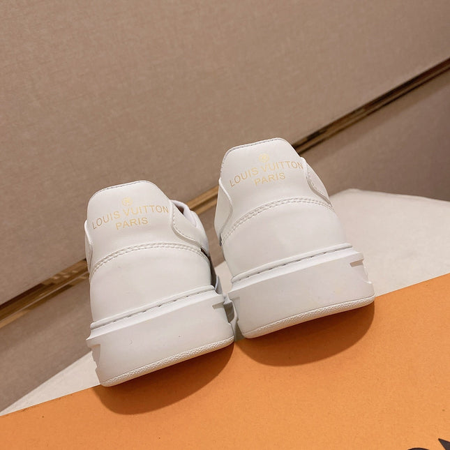 LV TRAINER IN WHITE MIX CHOCOLATE BROWN CALFSKIN