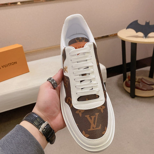 LV TRAINER IN WHITE MIX CHOCOLATE BROWN CALFSKIN