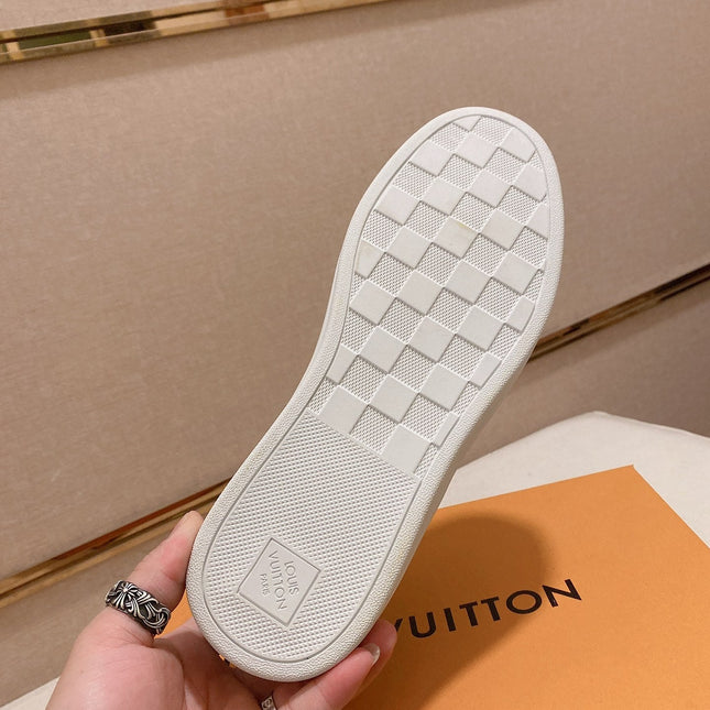LV TRAINER IN WHITE MIX CHOCOLATE BROWN CALFSKIN