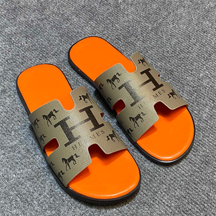 HM IZMIR SANDAL MOSS AND TIGER CALFSKIN WITH ICON