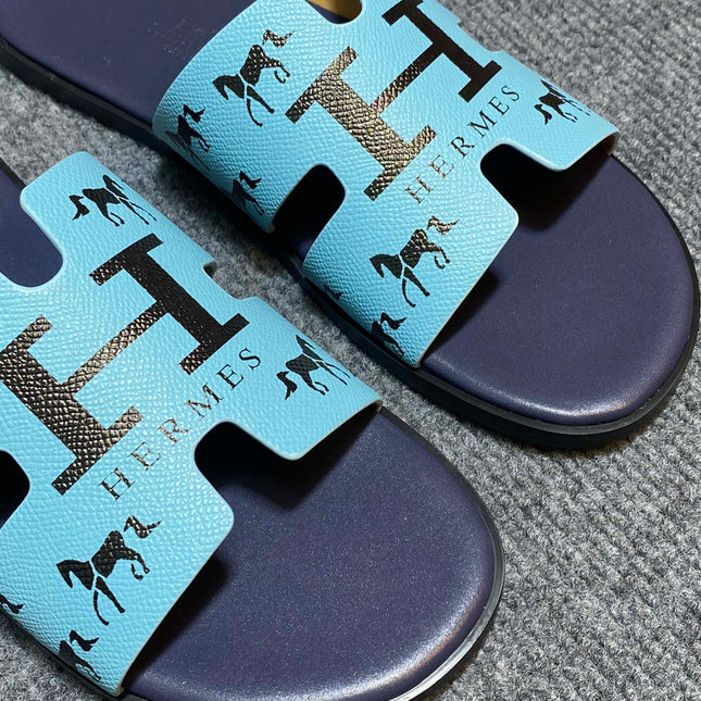 HM IZMIR SANDAL INDIGO AND SKY CALFSKIN WITH ICON