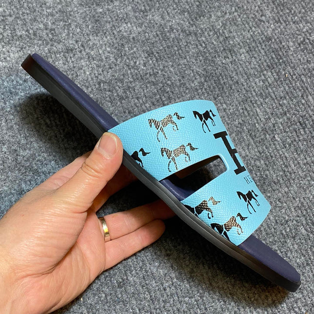HM IZMIR SANDAL INDIGO AND SKY CALFSKIN WITH ICON