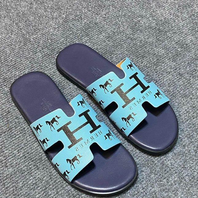 HM IZMIR SANDAL INDIGO AND SKY CALFSKIN WITH ICON