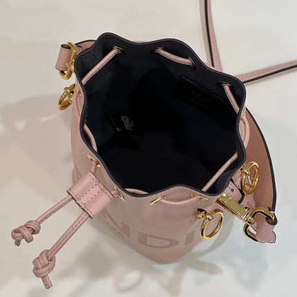 MON TRESOR MINI 18 BAG IN PEACHY PINK CALFSKIN FF WITH GOLD HARDWARE
