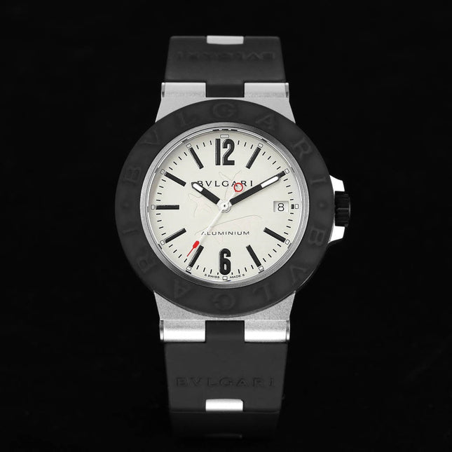 BVLGARI STEVE AOKI LIMITED EDITION ALUMINIUM AUTOMATIC BLACK RUBBER STRAP