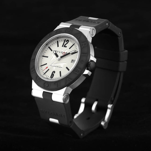 BVLGARI STEVE AOKI LIMITED EDITION ALUMINIUM AUTOMATIC BLACK RUBBER STRAP