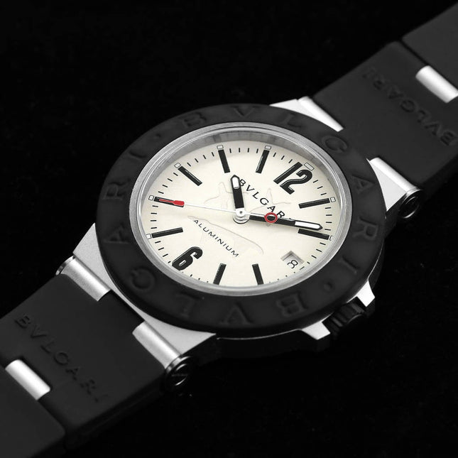 BVLGARI STEVE AOKI LIMITED EDITION ALUMINIUM AUTOMATIC BLACK RUBBER STRAP