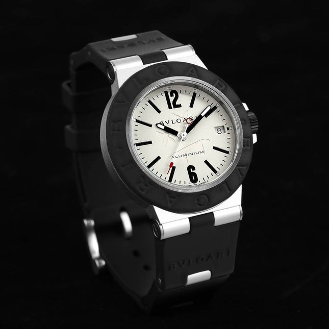 BVLGARI STEVE AOKI LIMITED EDITION ALUMINIUM AUTOMATIC BLACK RUBBER STRAP