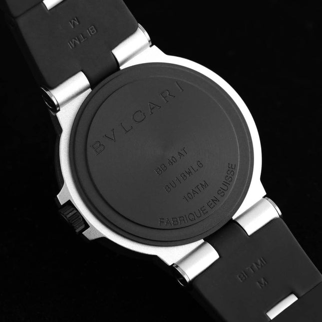 BVLGARI ALUMINIUM AUTOMATIC WHITE DIAL BLACK RUBBER STRAP