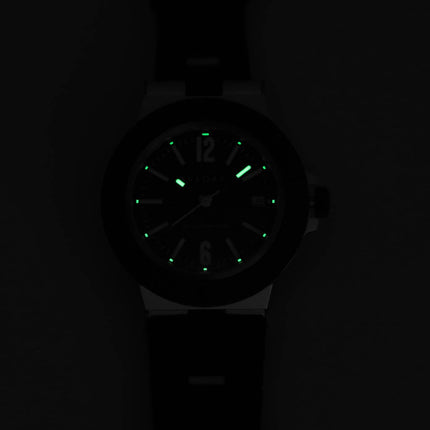 BVLGARI ALUMINIUM AUTOMATIC WHITE DIAL BLACK RUBBER STRAP
