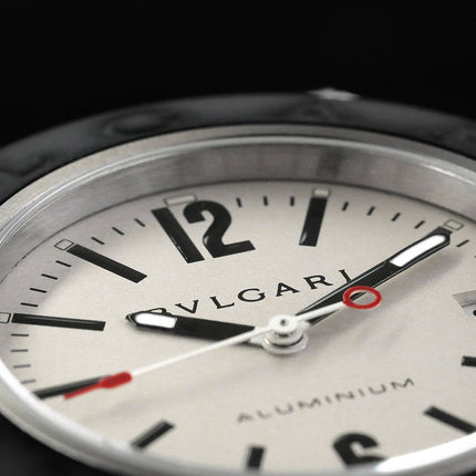 BVLGARI ALUMINIUM AUTOMATIC WHITE DIAL BLACK RUBBER STRAP