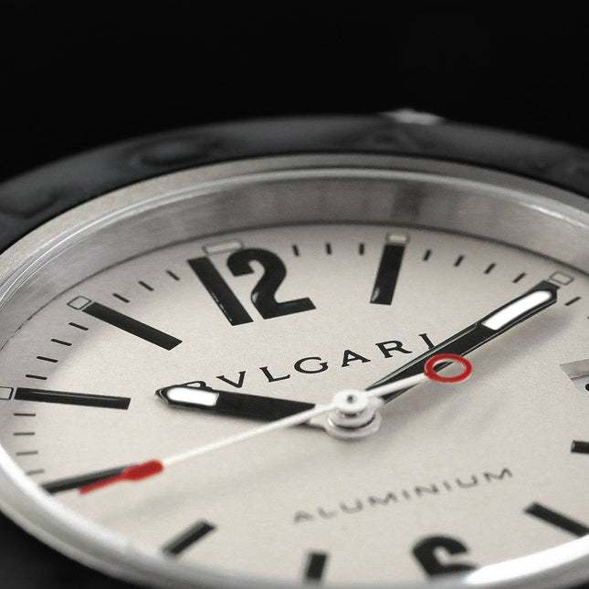 BVLGARI ALUMINIUM AUTOMATIC WHITE DIAL BLACK RUBBER STRAP