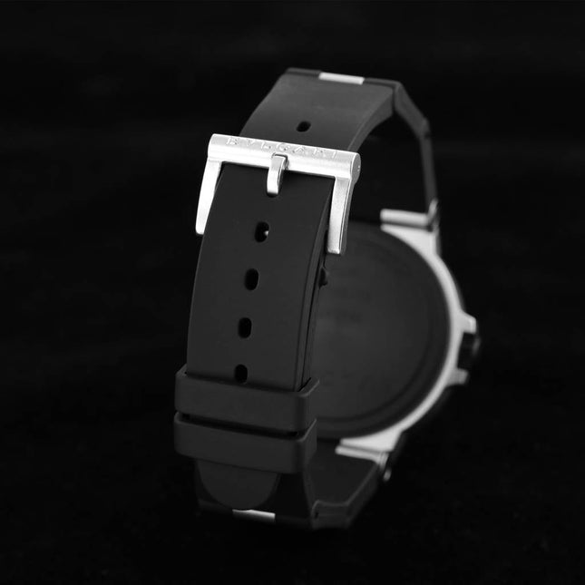 BVLGARI ALUMINIUM AUTOMATIC WHITE DIAL BLACK RUBBER STRAP