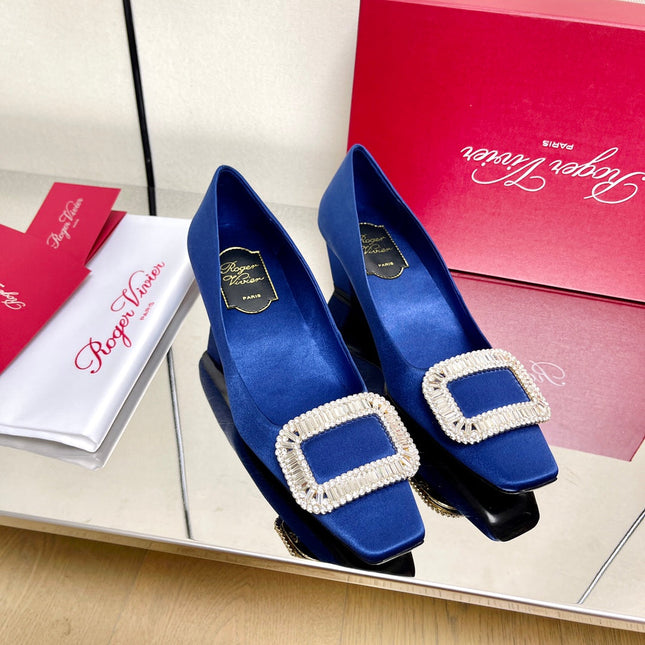 BELLE VIVIER PUMPS IN BLUE SILK