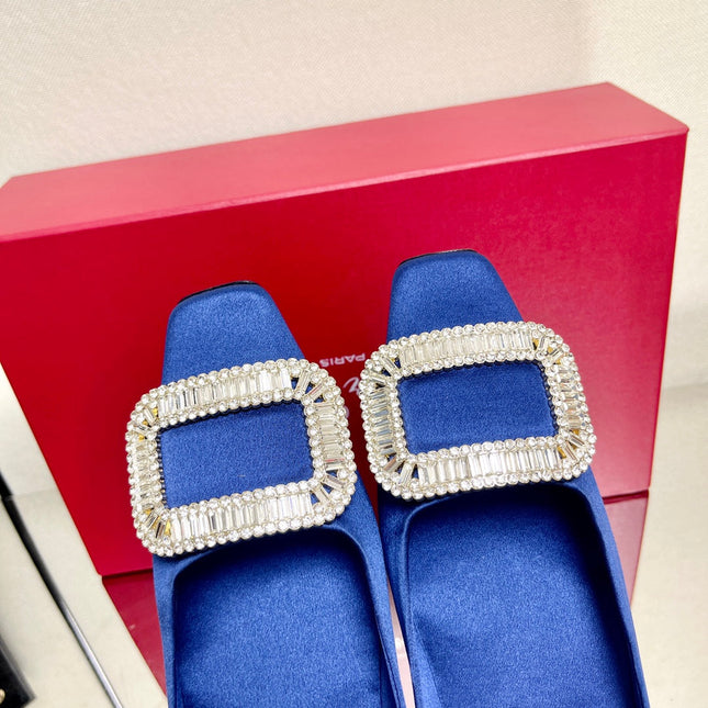 BELLE VIVIER PUMPS IN BLUE SILK