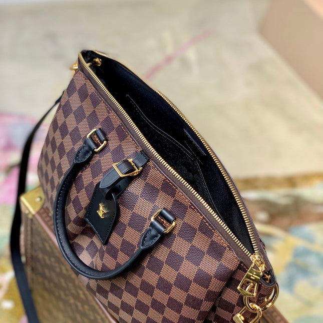 BOÉTIE PM TOTE 31.5 IN BROWN CHECKERED PATTERN MONOGRAM COATED CANVAS