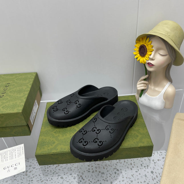 GG PLATFORM PERFORATED G SANDAL BLACK IP FOAM