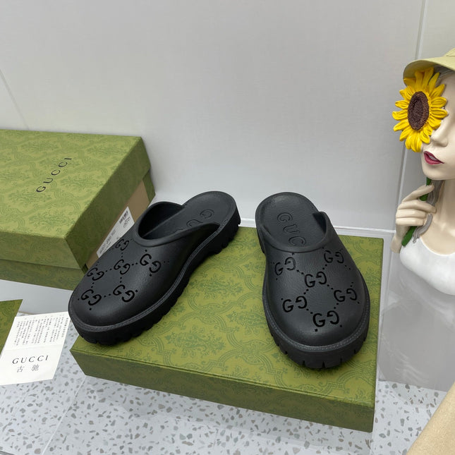 GG PLATFORM PERFORATED G SANDAL BLACK IP FOAM