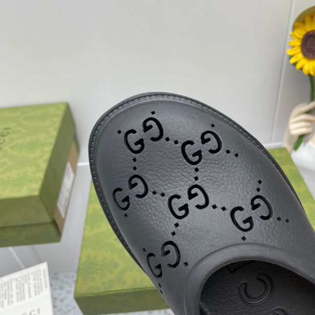 GG PLATFORM PERFORATED G SANDAL BLACK IP FOAM