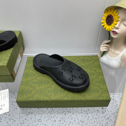 GG PLATFORM PERFORATED G SANDAL BLACK IP FOAM