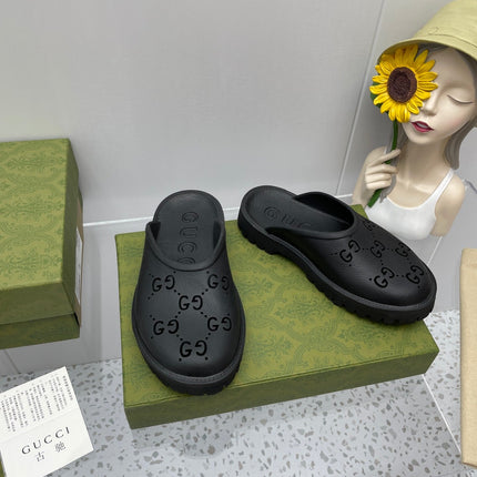 GG PLATFORM PERFORATED G SANDAL BLACK IP FOAM